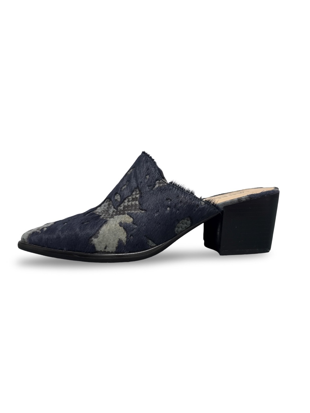 VANELi Leather Navy Blue Snakeskin Print Pointed-Toe Mules Booties Women’s 8 M